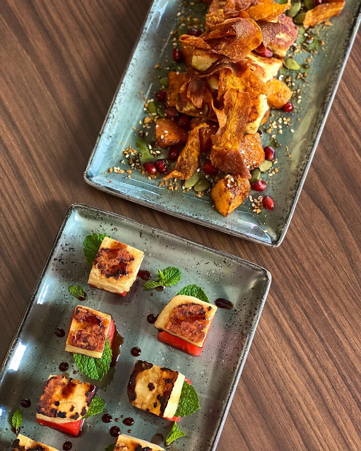 When summer meets autumn! Which halloumi is your favourite: with watermelon or with pumpkin? Let&rsquo;s us know👇🏼

#layalinauk #modernlebanese #lebaneselondon #lebaneseessex #halloumi #grilledhalloumi #cheeselover #watermelon #pumpkin #londoneats 