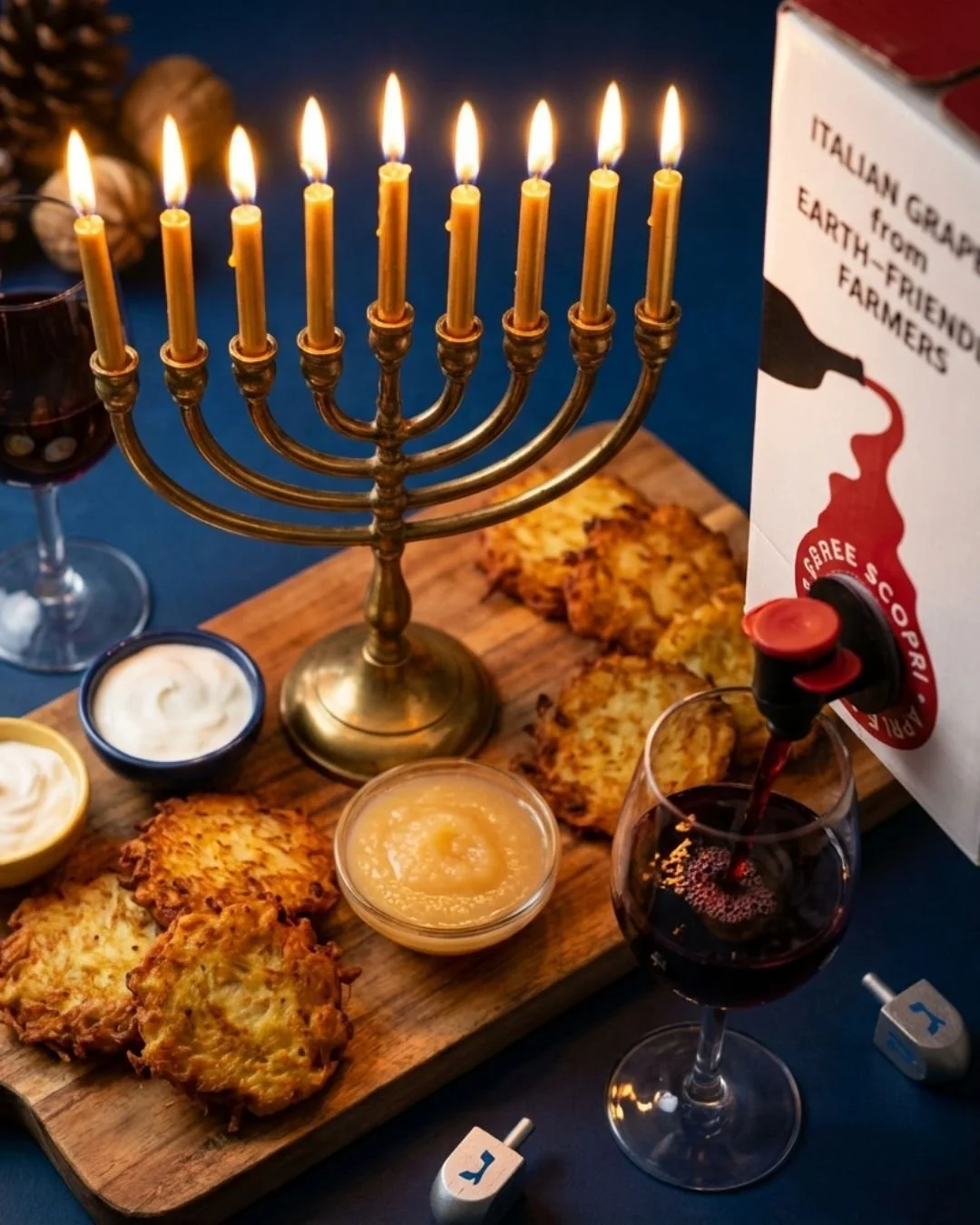 Eight nights of gathering calls for serious wine supplies. Here's to the light, the latkes, and always having enough. Happy Hanukkah! 🕎 

#whitewine #redwine #rosewine #beverages #italianwine #boxedwine #boxwine #sustainability #ecofriendly #valuewi