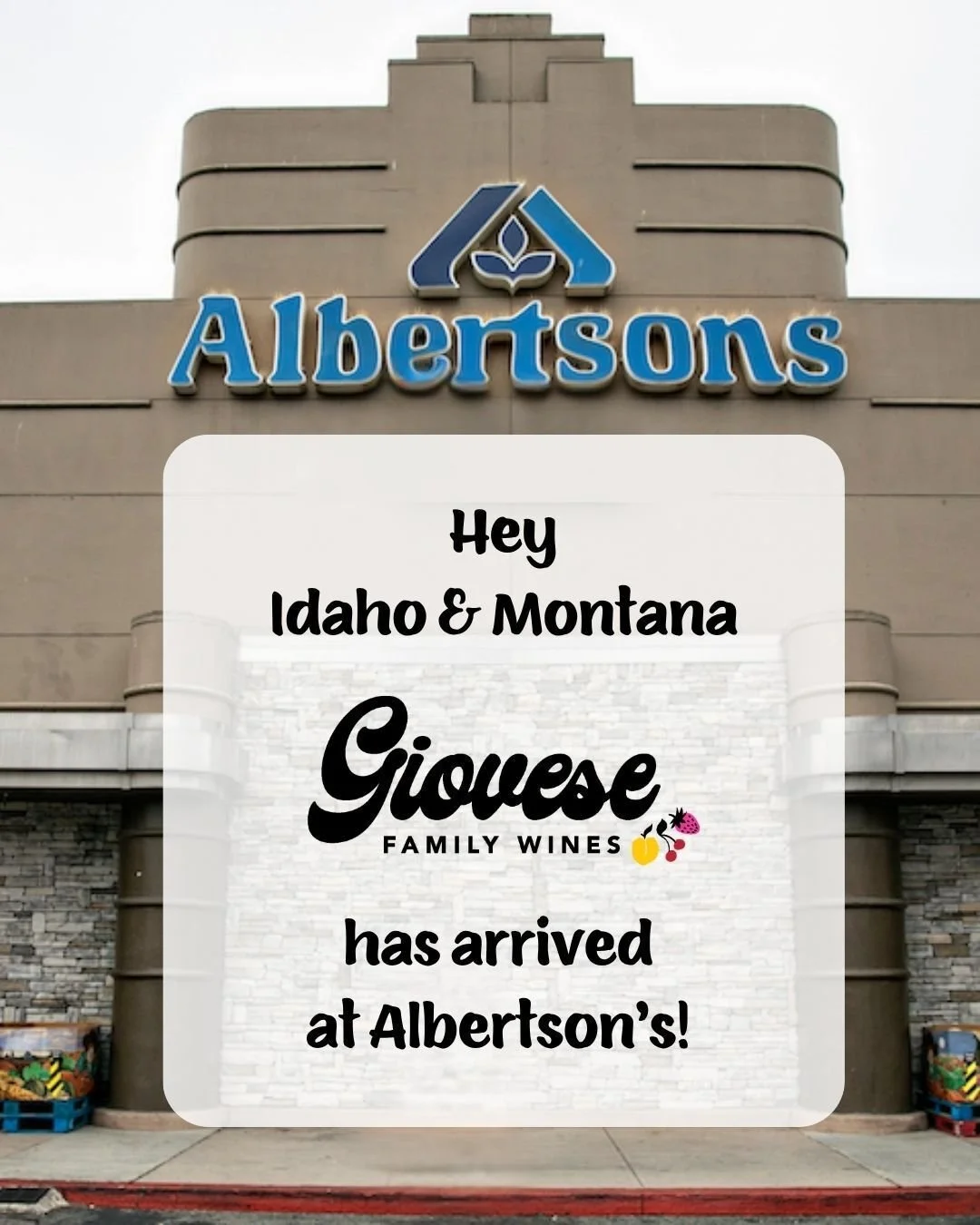 Idaho and Montana&mdash;we've been waiting for this! 🍷 😍

Giovese Family Wines are now available at @albertsons. We're thrilled and grateful to see a major retailer like Albertsons support the growing premium boxed wine category and bring quality, 