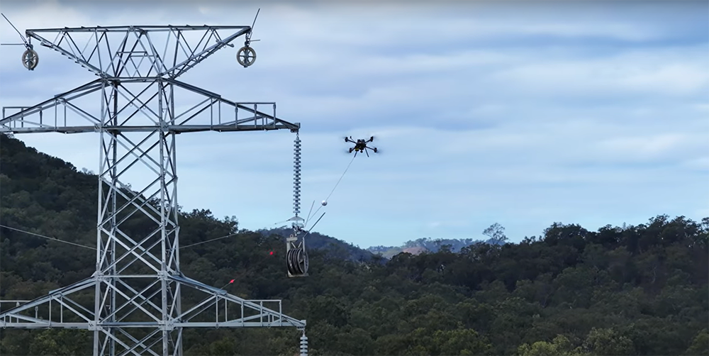Line stringing using drone technology