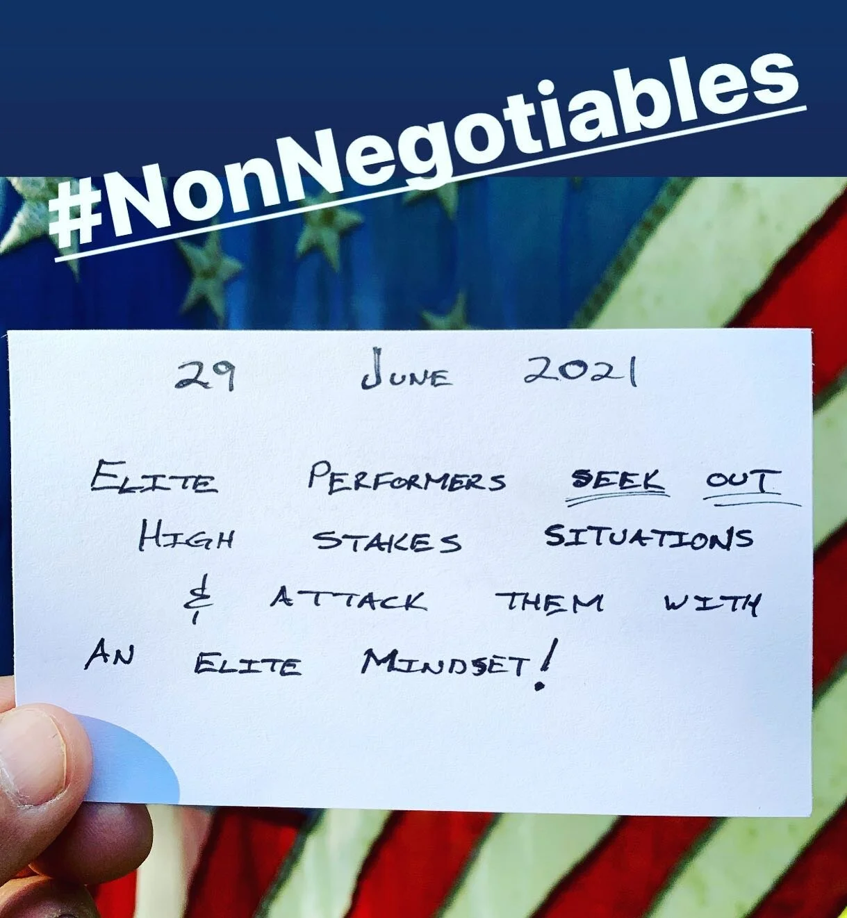 Sunny 😎 and 70 is awesome&hellip;..To be an ELITE performer, be ready to operate in suboptimal conditions! Seek out high stakes environments, lead from the front and bring a Teammate with you!  #NonNegotiables