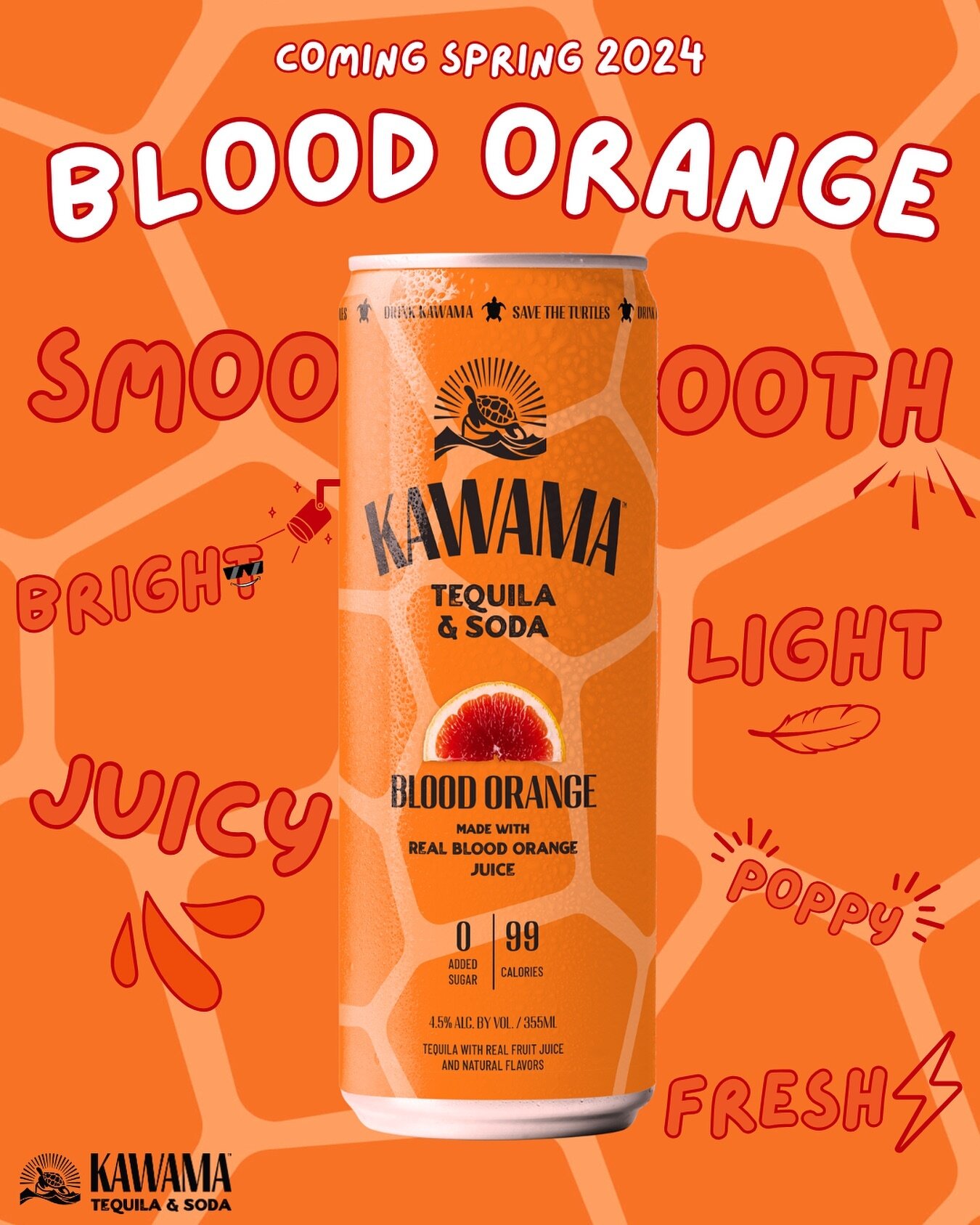 We are thrilled to be launching new products this spring 🍊! Introducing Kawama Tequila &amp; Soda Blood Orange! A bright, poppy, and fresh new twist to round out our current citrus line🍋

Made with blanco tequila, blood orange juice, no added sugar