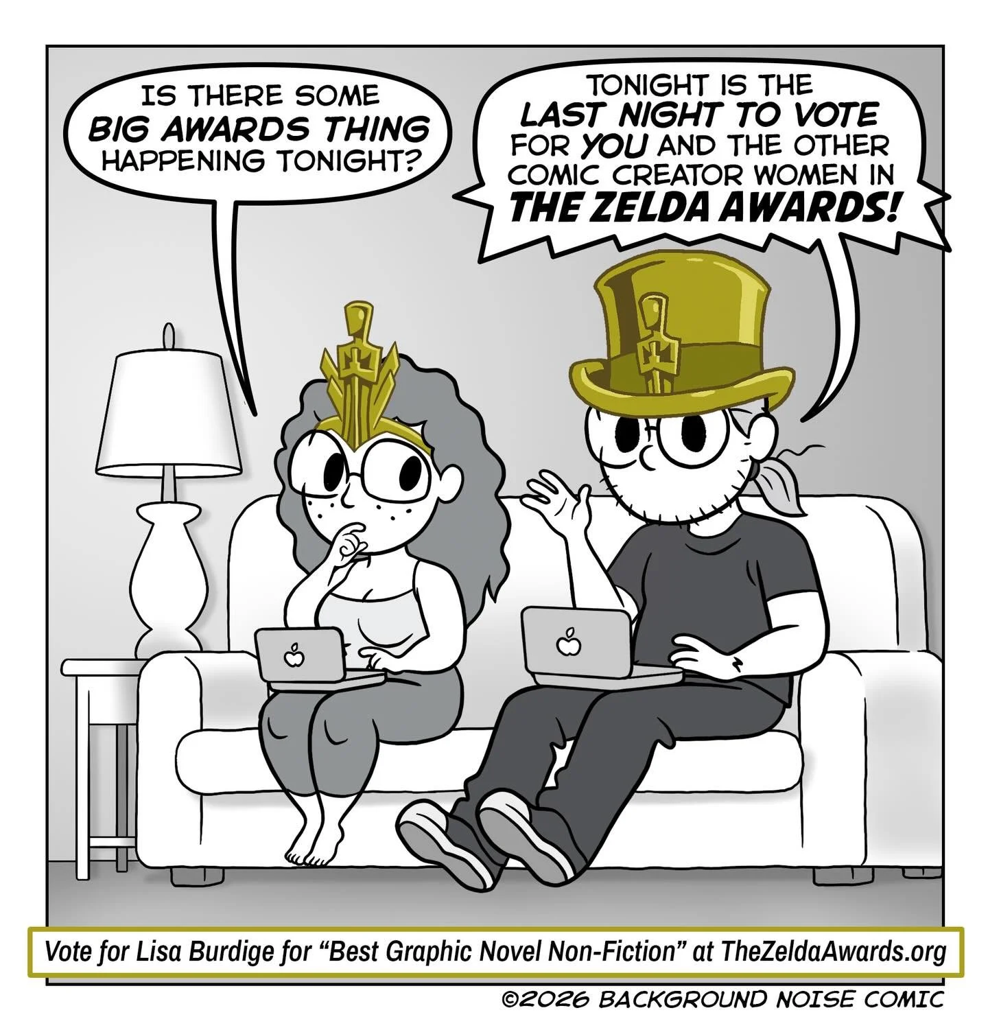 Tonight&rsquo;s the night! Oh, I&rsquo;m not talking about the #Oscars I mean the REAL big deal, @the_zelda_awards 
&mdash;click on the 🔗 in their bio &amp; vote Lisa Burdige for Best Graphic Novel Non-Fiction RIGHT NOW before voting ends tonight! ?