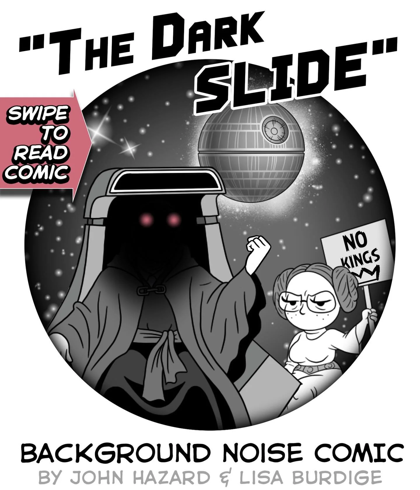 🚀 &ldquo;The Dark Slide&rdquo; ☄️
When we were kids and Star Wars came out, we thought the story really was about a galaxy far, far away . . .  #MayTheFourth
📕 Buy our book &ldquo;Love Letters, Every Day&rdquo; by @lisaburd &amp; @frankensteinsuper