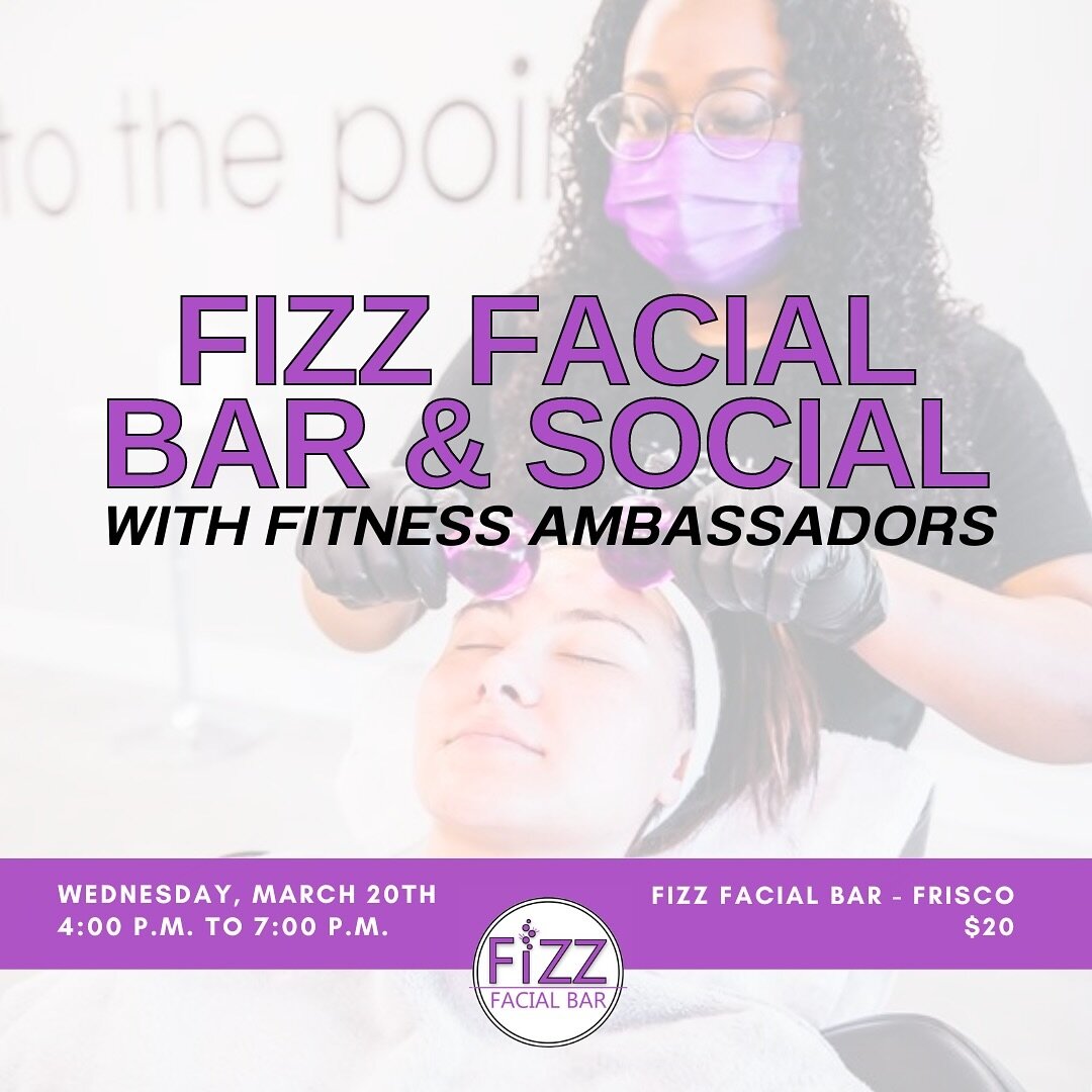 Pop into a world of pure relaxation and bliss with us at @fizzfacialbardfw!

Indulge yourself on Wednesday, March 20th, from 4 pm to 7 pm with our luxurious express facials, tasty refreshments, and a whole lot more.

Tickets are a steal at just $20, 