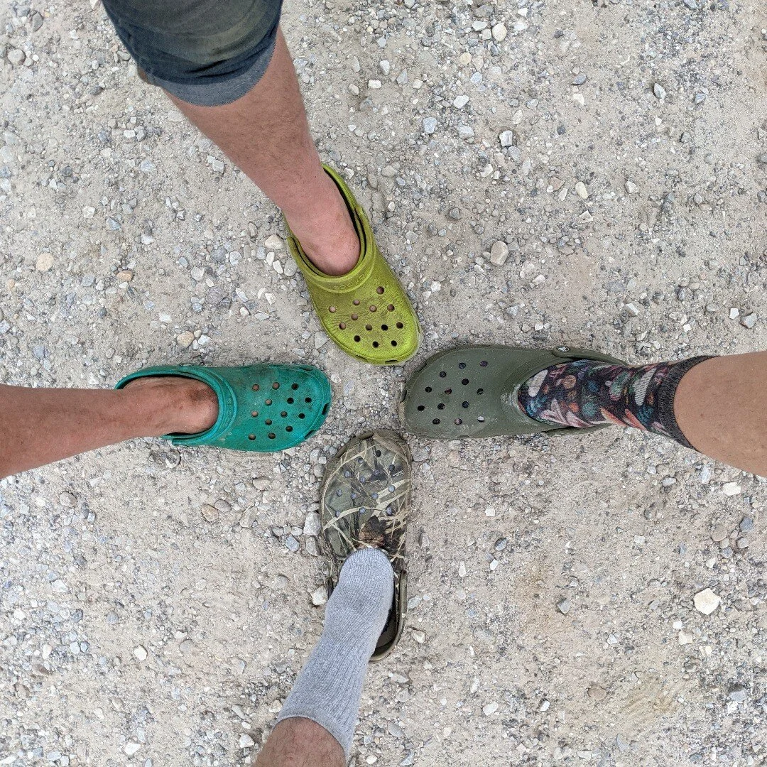 Can you identify which farmer each foot belongs to based on our crocs (and socks!)?