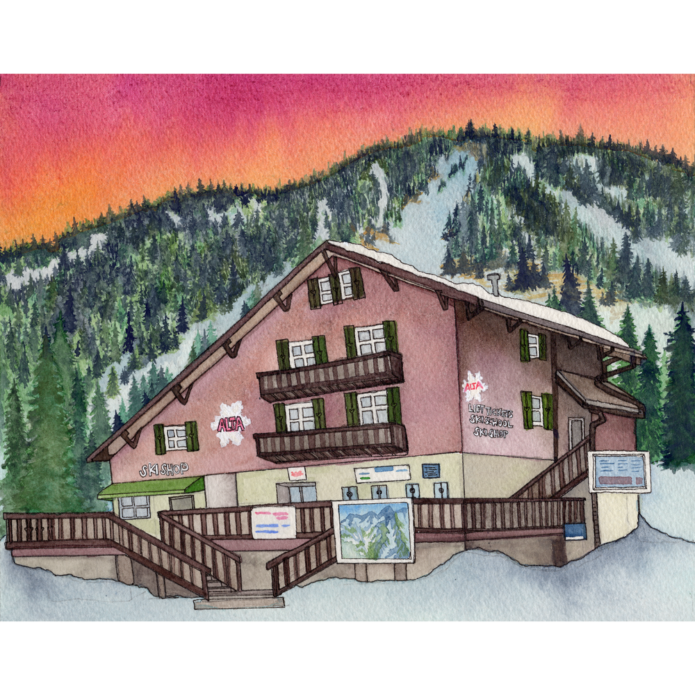 Alta Ski Area Powder Art Print — Kapowder Ink
