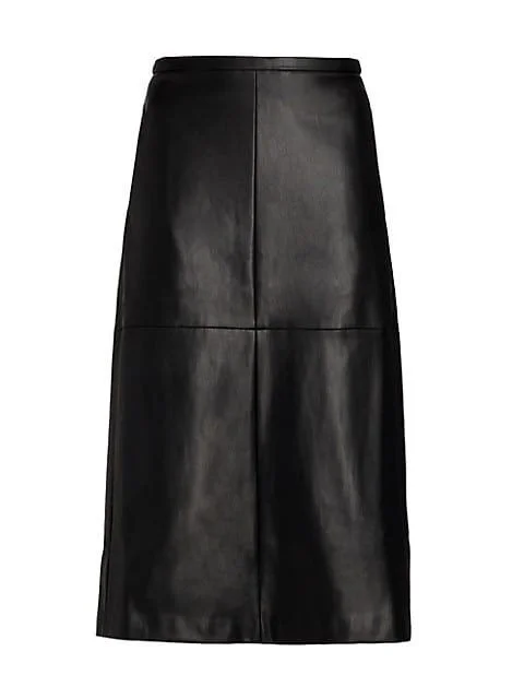 Seamed Faux Leather Skirt