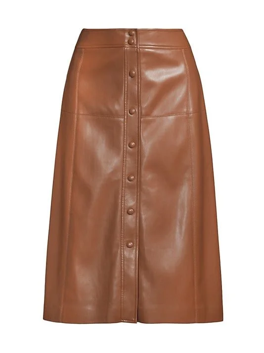 Vegan Leather Button Skirt