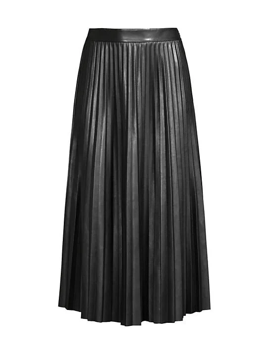 Faux Leather Midi Pleated Skirted