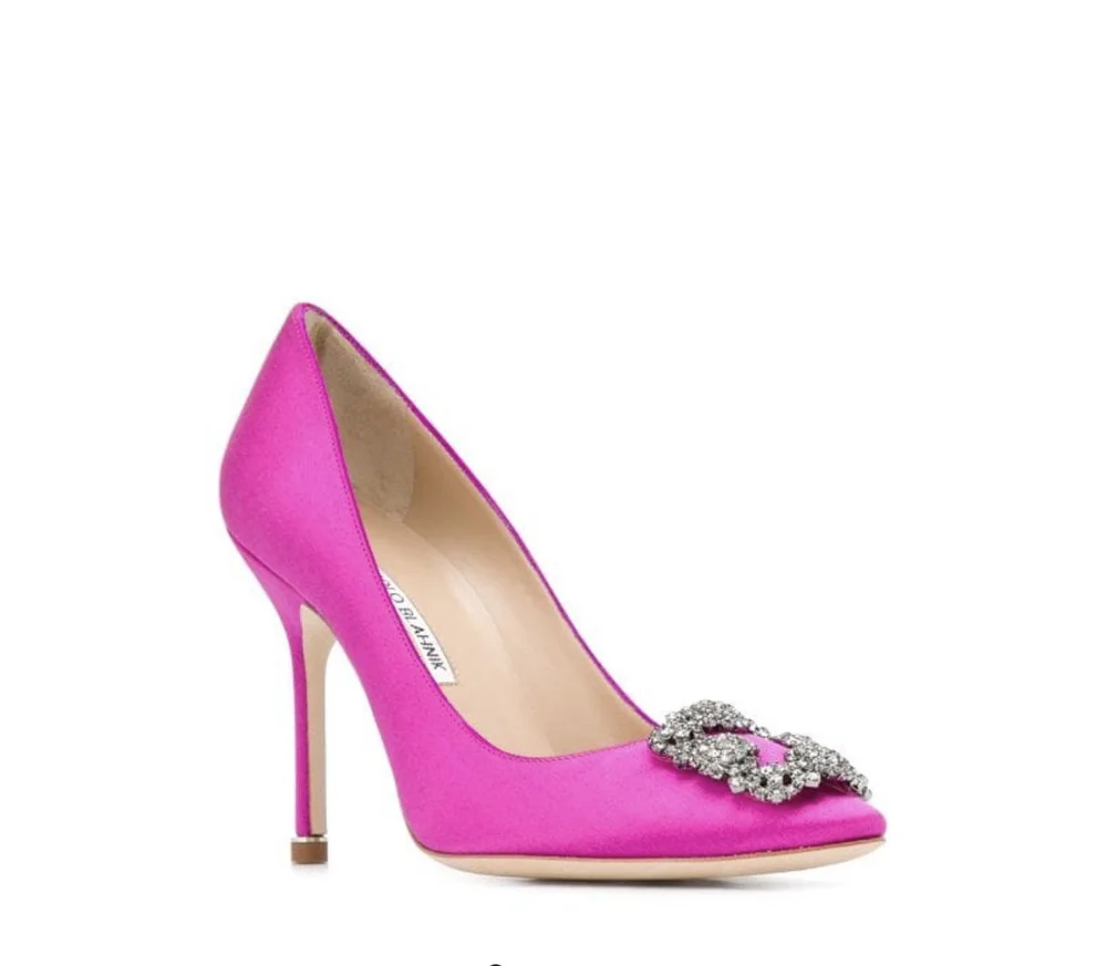 Manolo Blahnik Hangisi Pink Satin Pumps