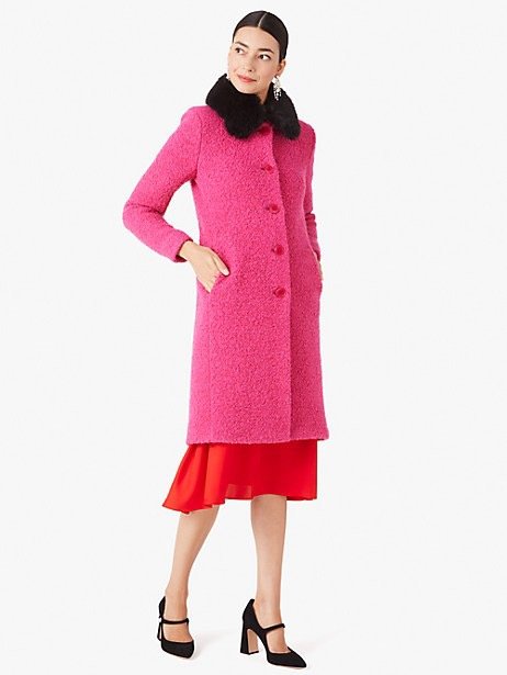 Wool Blend Fur Collar Coat