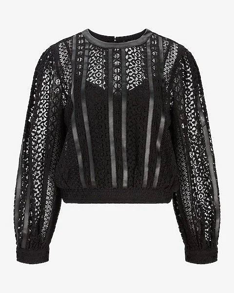 Lace and leather crop top