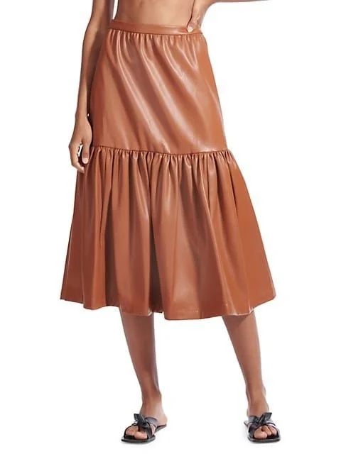 Orchid Vegan Leather Tiered Midi