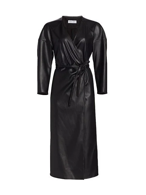 Leather wrap dress