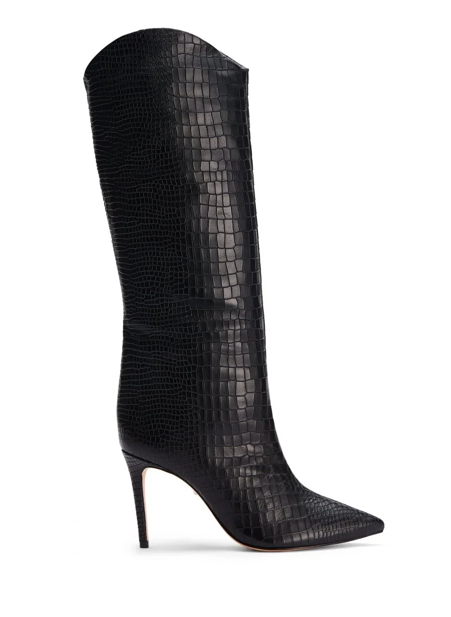 Crocodile embossed Leather boot
