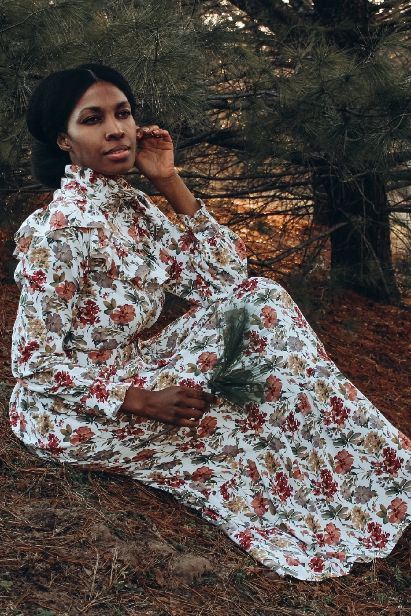 Floral Maxi Mock Neck Dress