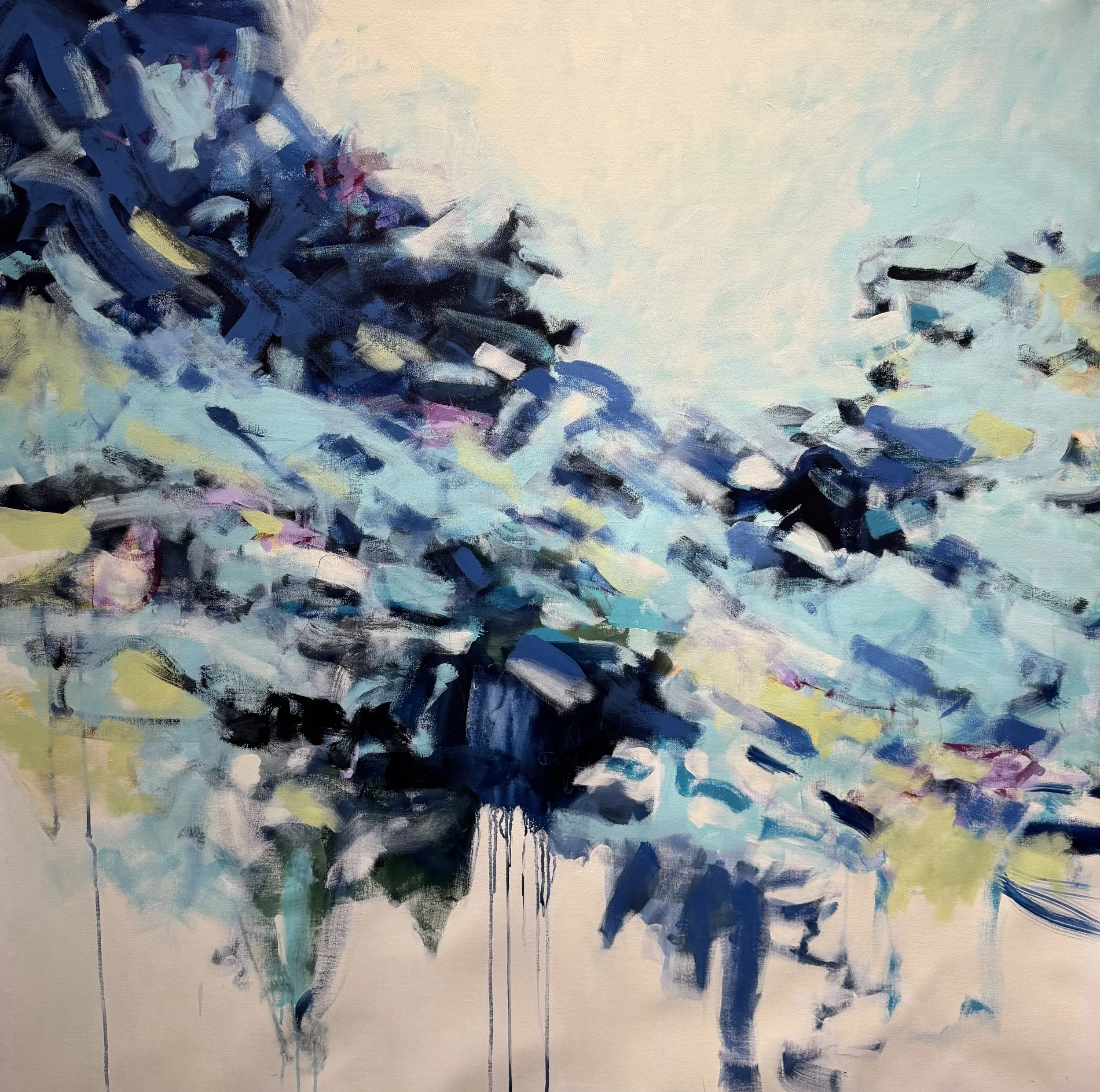 "a river of memory", acrylic mixed media on canvas, 50" x 48"