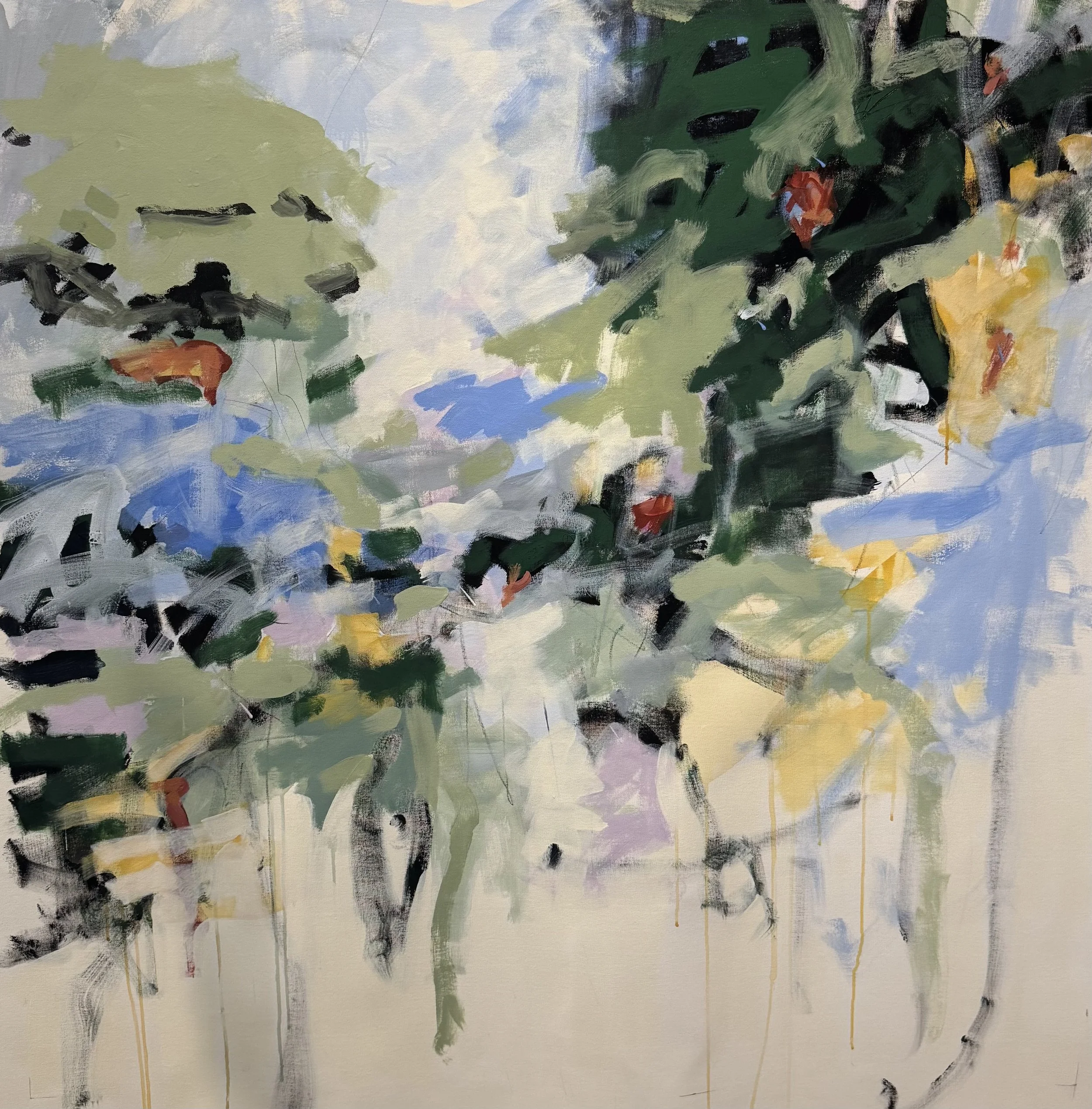 "when the garden whispered", acrylic mixed media on canvas, 52" x 48"