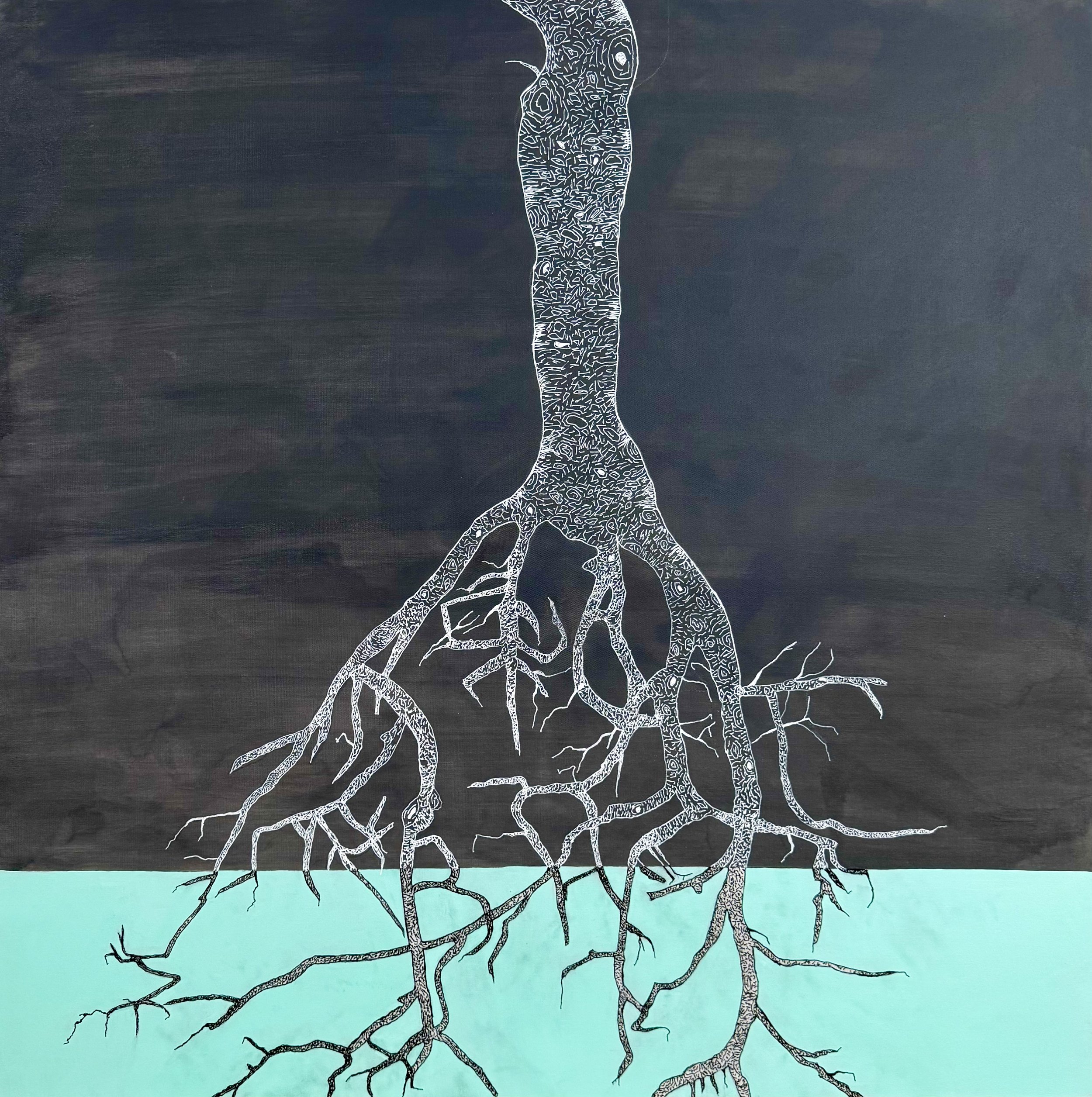 "just below the surface", acrylic painting on canvas, 48" x 48"