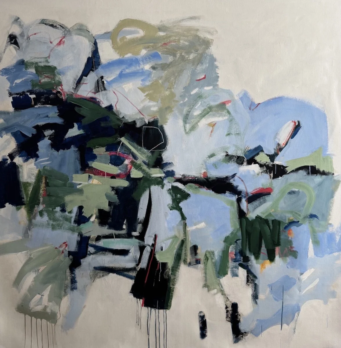 "a peaceful breath", acrylic painting on unstretched canvas, 48" x 52"