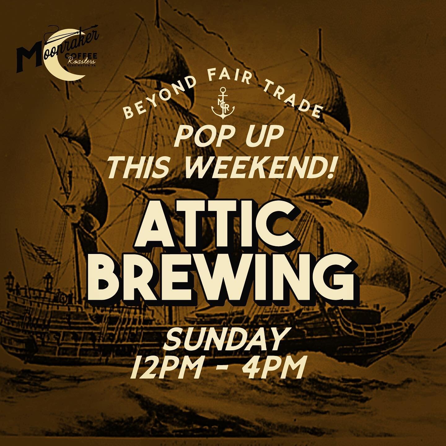 Yo Philly! 

Moonraker Coffee Roasters is headed to Attic Brewery in GTown tomorrow, Sunday, from 12 - 4. 

Come say hi!
