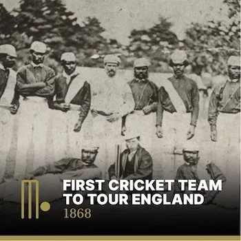 blakc and white photo of the first cricket team to tour England in 1868
