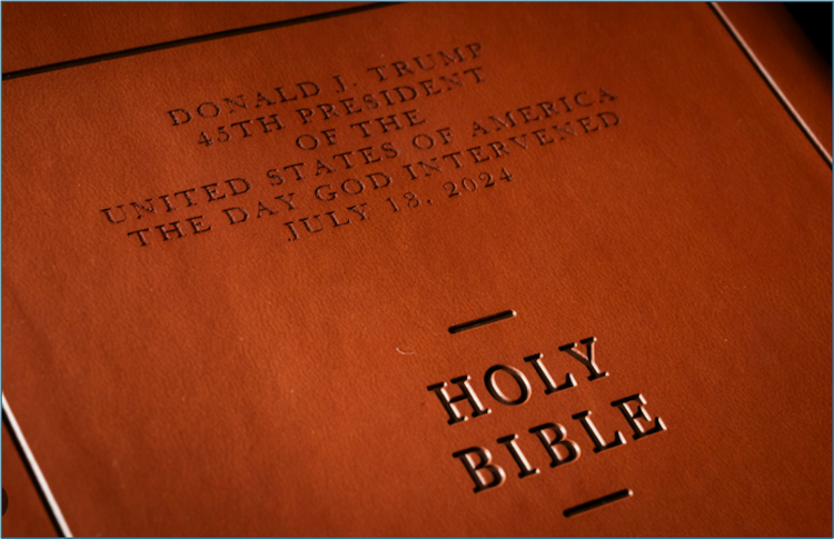 Donald Trump's Holy Bible leather front cover