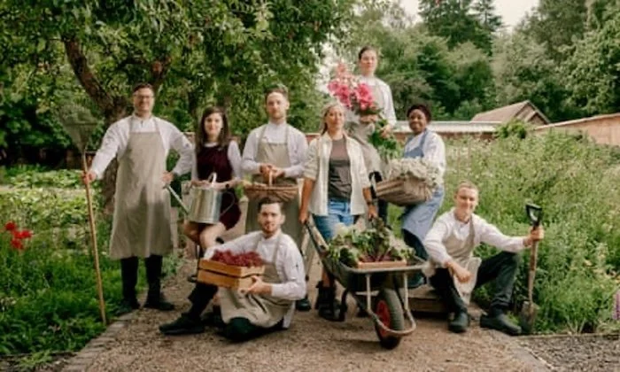 a team of eight gardeners