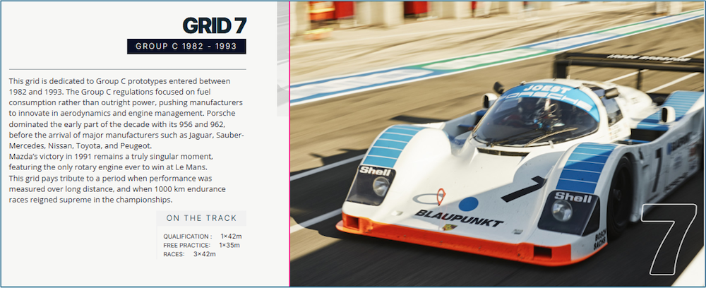 vintage Group C prototype race car speeding on a track