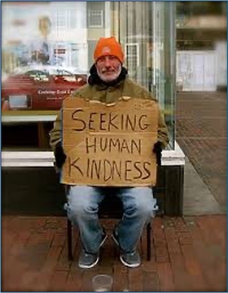 "Seeking human kindness"