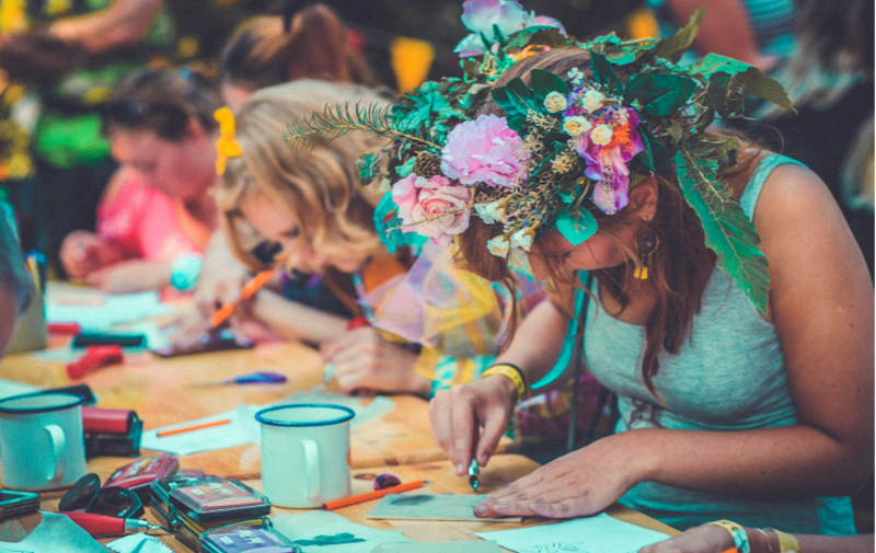 People drawing at an art workshop