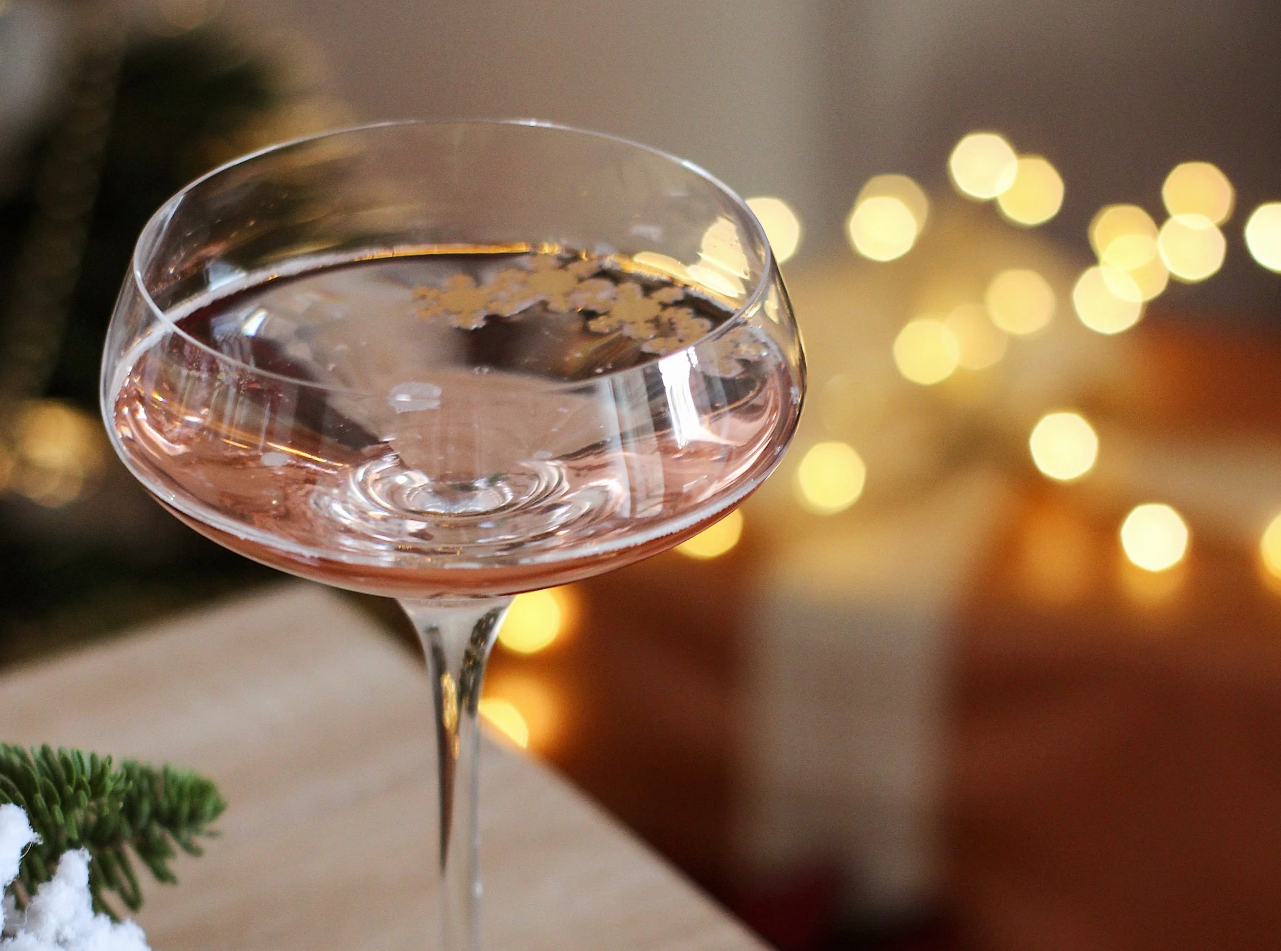 Delicious cocktail with confetti at a Christmas Party