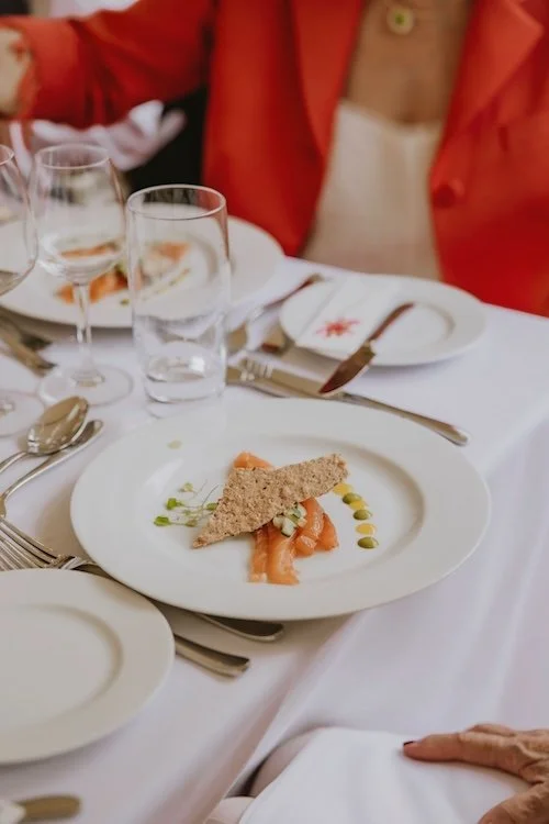 Wild Fork's salmon with lavosh and cucumber