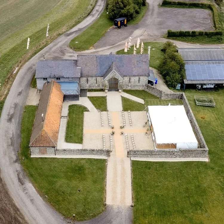 Birdseye view of wedding venue on the Fonthill Estate