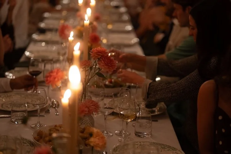 English wedding at Euridge Manor with candles adorning the tables
