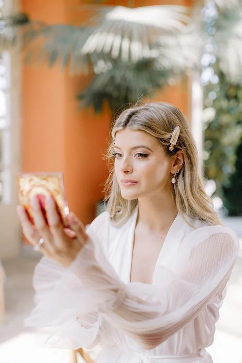 a beautiful bride at euridge manor in the orangery