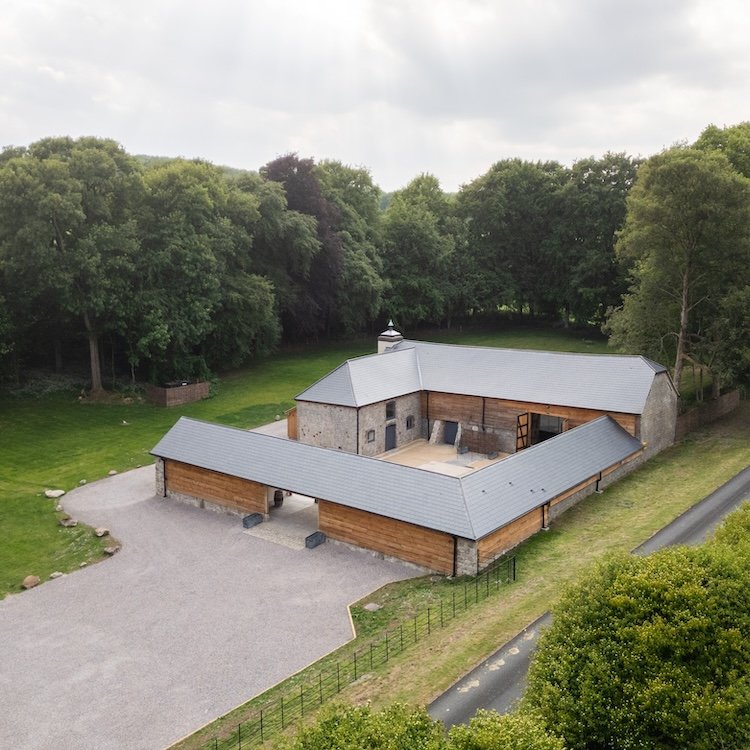 Drone image of Wick Bottom Barn, a barn venue in Wiltshire