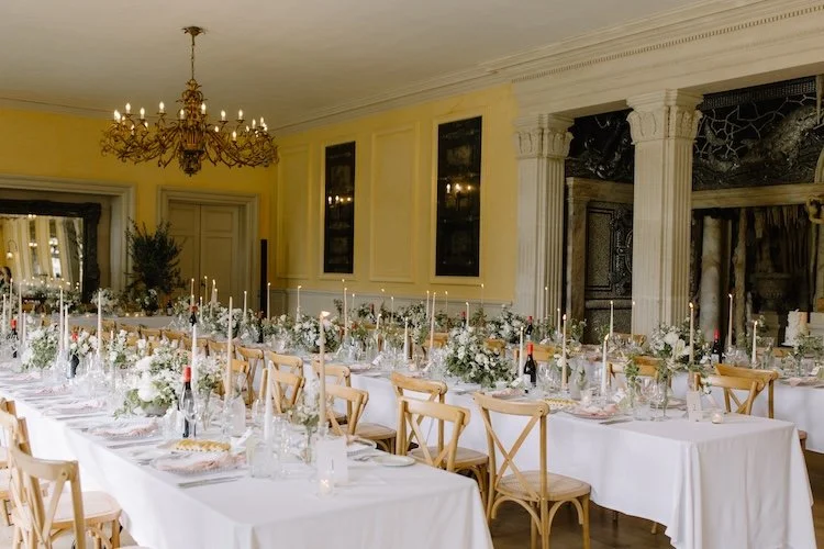 euridge manor's ballroom dressed for a wedding