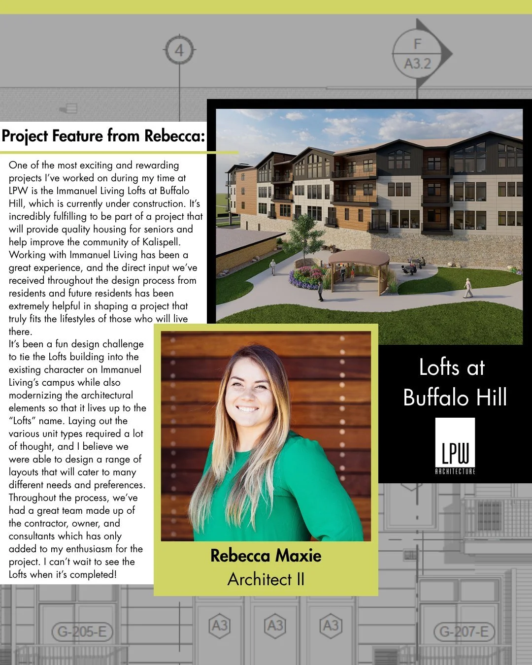 The Lofts at Buffalo Hill will be a new 39-unit multi-family residential building on Immanuel Living's Kalispell campus. This project features 11 different floor plan options ranging in size from 900-1,700 sf and offers amenities including covered pa