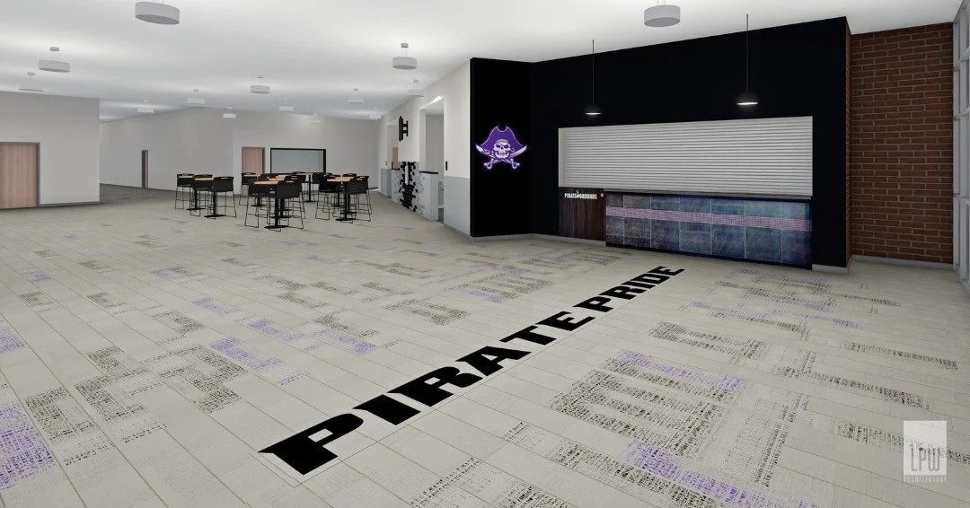 You might wonder how we&rsquo;re able to work on projects across the state. Shown here is the Polson High School front entry as designed/rendered and as it existed when we captured it through our 3D scanner. Our 3D building scanner helps us to work s