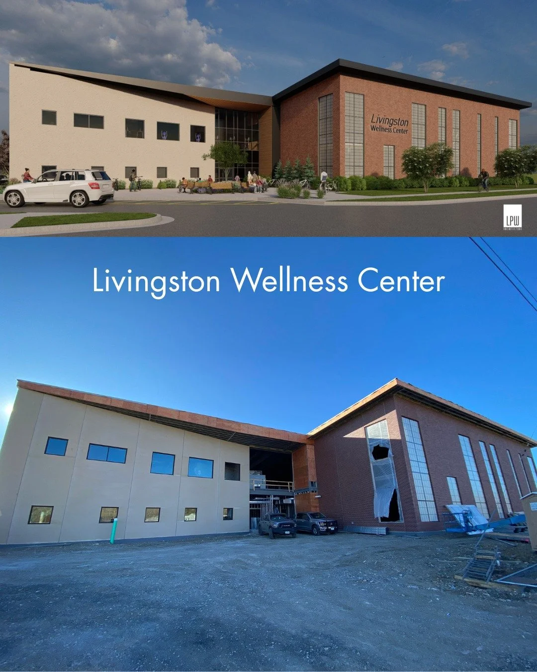 The exterior on Livingston Wellness Center is coming along with Kalwalls and windows being installed! When choosing the exterior brick finish, we wanted the building to relate to the character of the existing railroad and other industrial buildings i