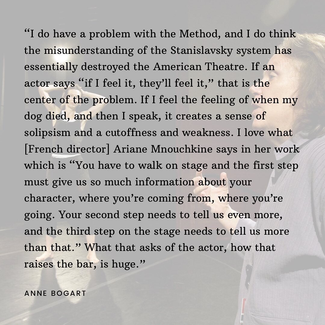 💥 @annebogart 
.
.
.
.
.
.
#miltonjustice #idontneedanactingclass #creatingarole #layingonknowledge #keepgoingbacktothefacts #actor #acting #actingtraining #actingteacher #stellaadler #stanislavsky #actress #theater #stage #film #craft #actingtechni