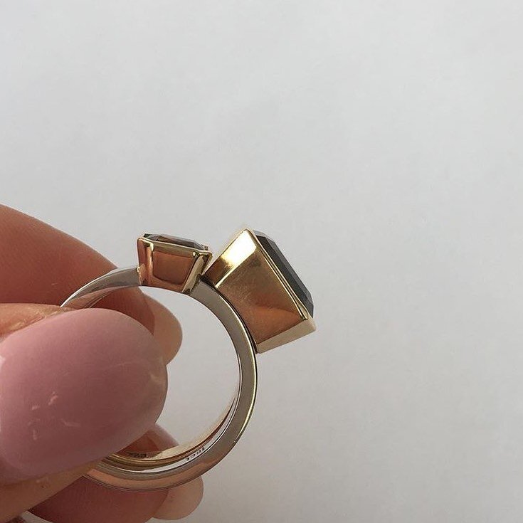 Stack it. &lsquo;Signature Stack&rsquo; Rings in 18kt white and yellow gold. Available on commission. Contact for more details. #stackrings #finejewellery #contemporaryjewellery #kathrynquinndesign #engagementringsmelbourne #melbournejeweller