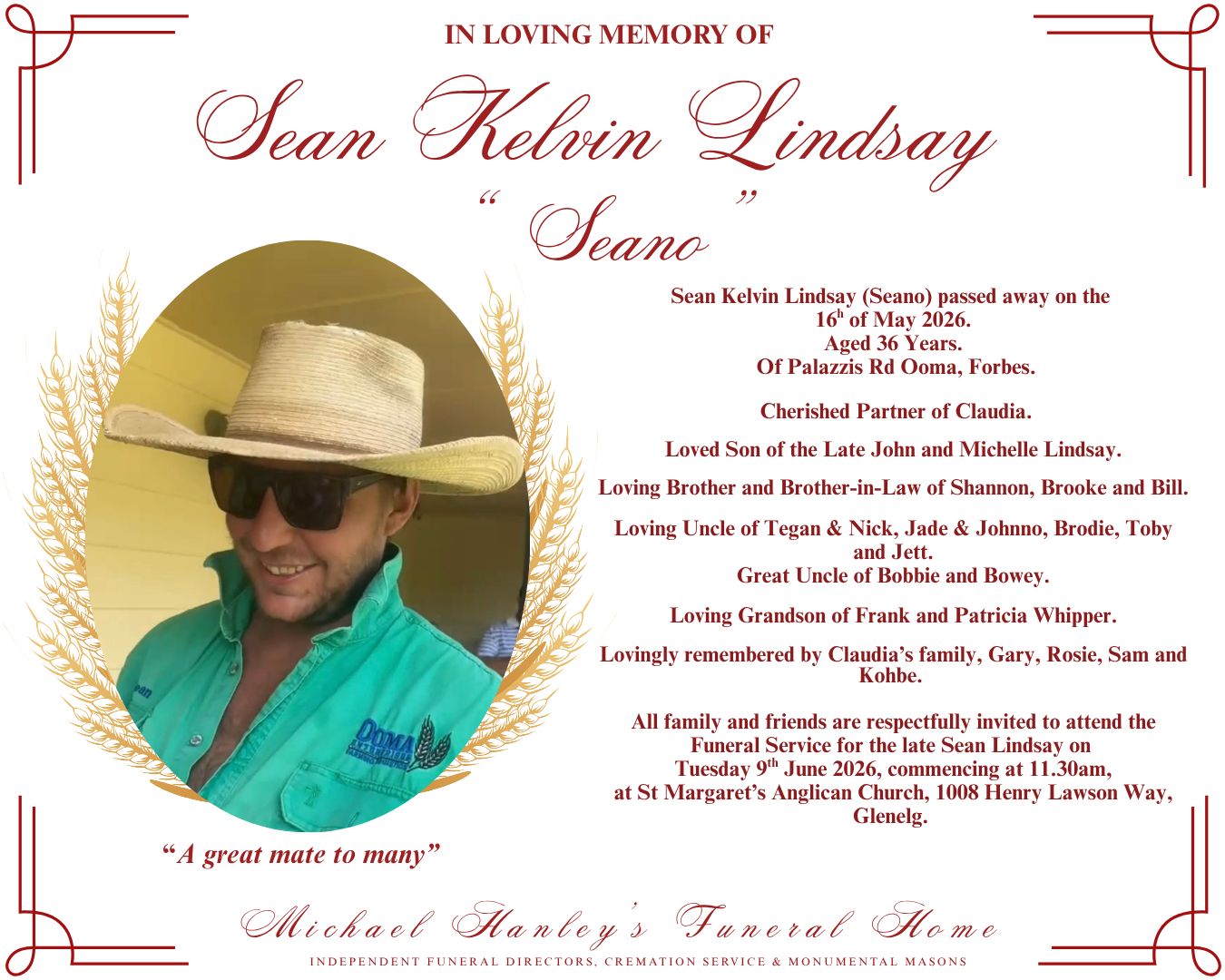 In Loving Memory of Sean “Seano” Lindsay