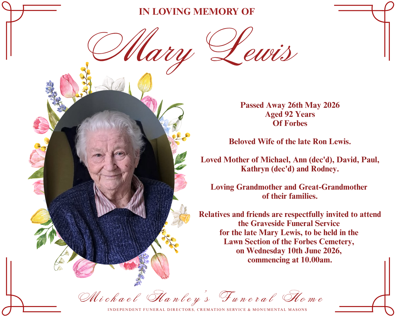 In Loving Memory of Mary Lewis