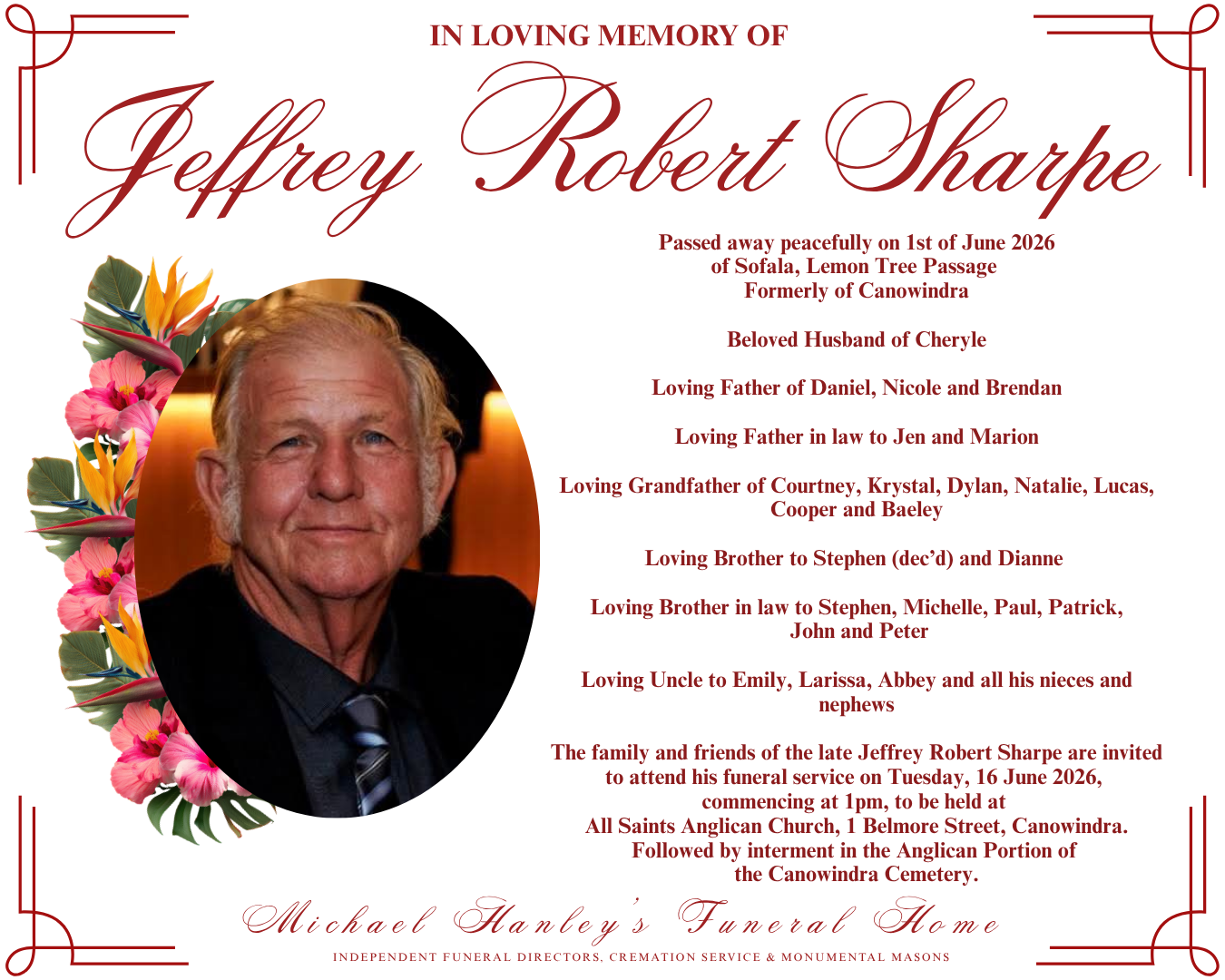 In Loving Memory of Jeffrey Sharpe