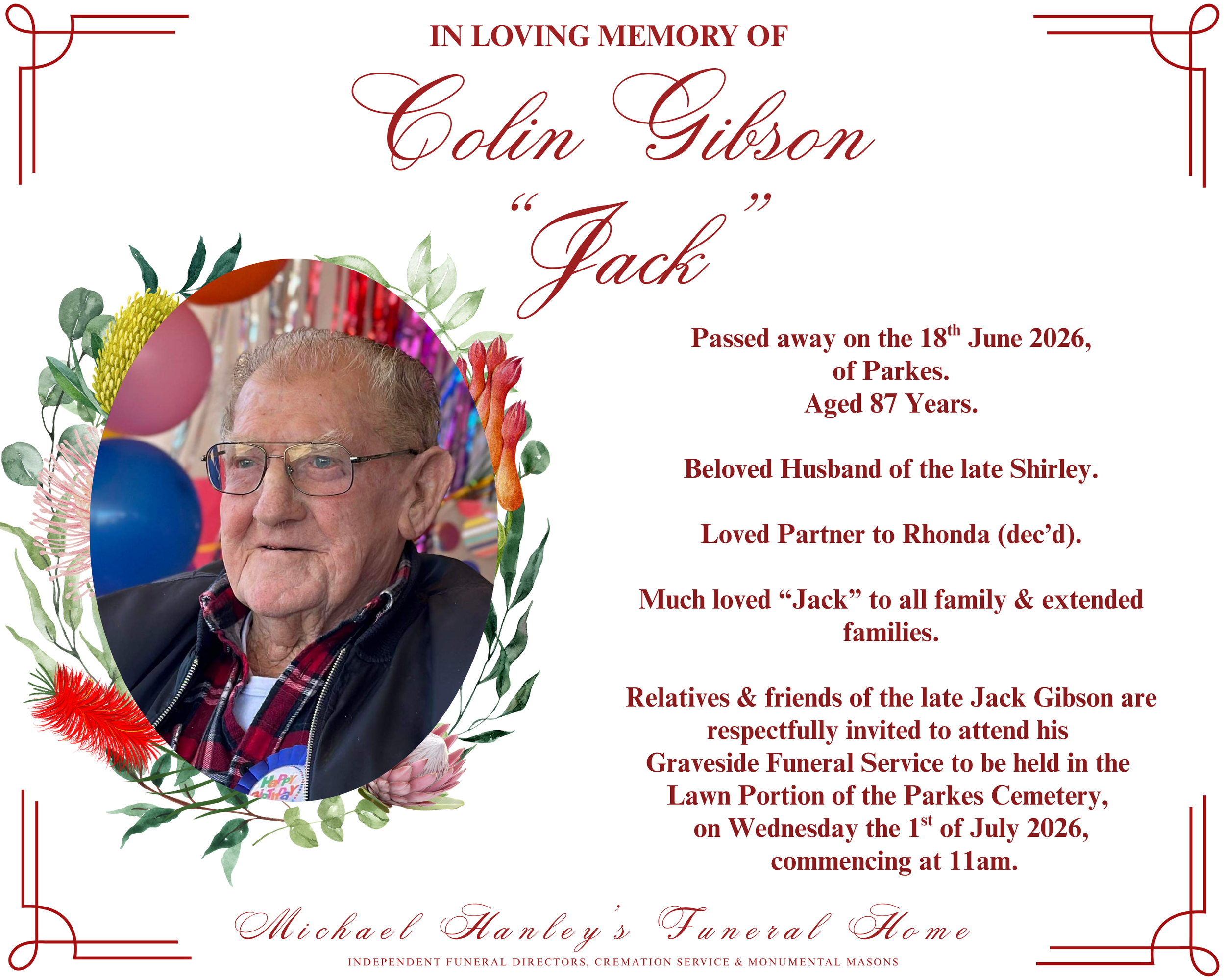 In Loving Memory of Colin Gibson