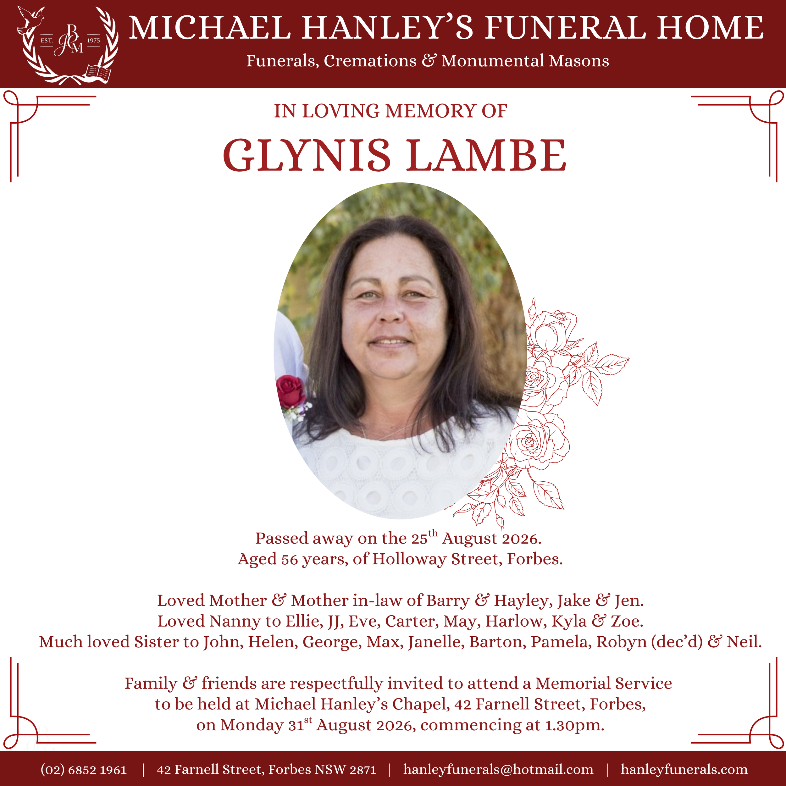 In Loving Memory of Glynis Lambe