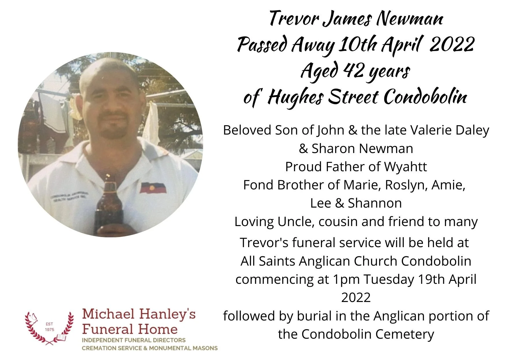 Funeral notices Central West — Michael Hanley Funerals Forbes